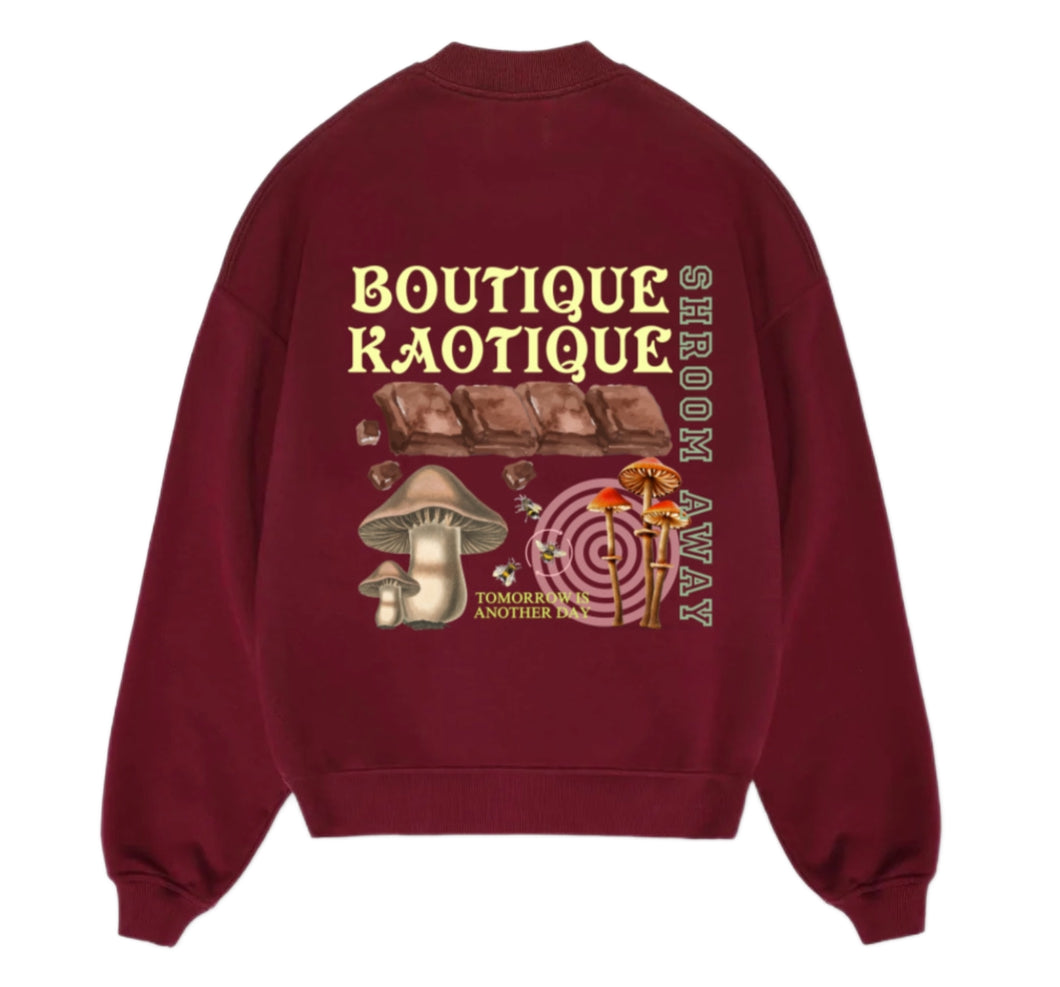 Shroom Away Burgundy Organic Cotton Sweatshirt.